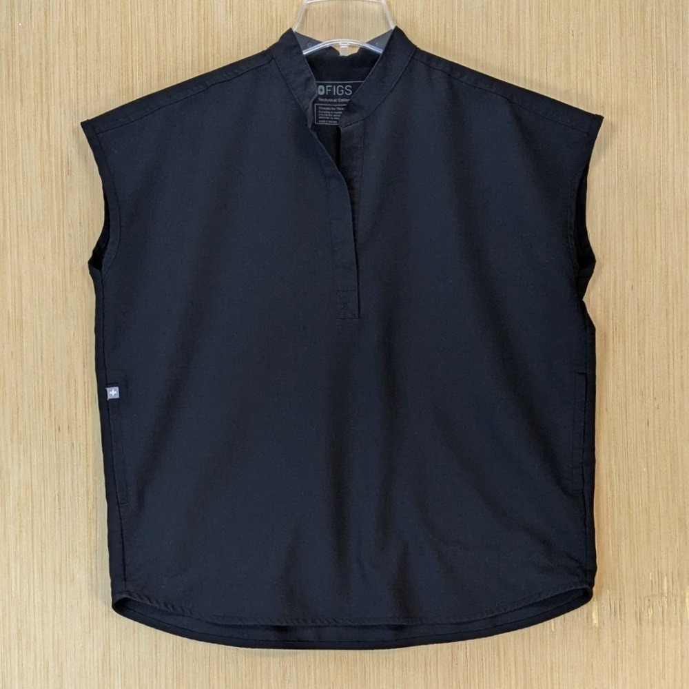 FIGS Technical Collection Black Sleeveless Scrub Top Size S Mandarin Collar